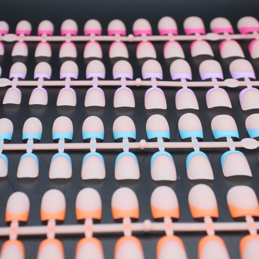 150Pcs Square French Tip Extra Short Soft Gel Press on Nails (Nails Only)